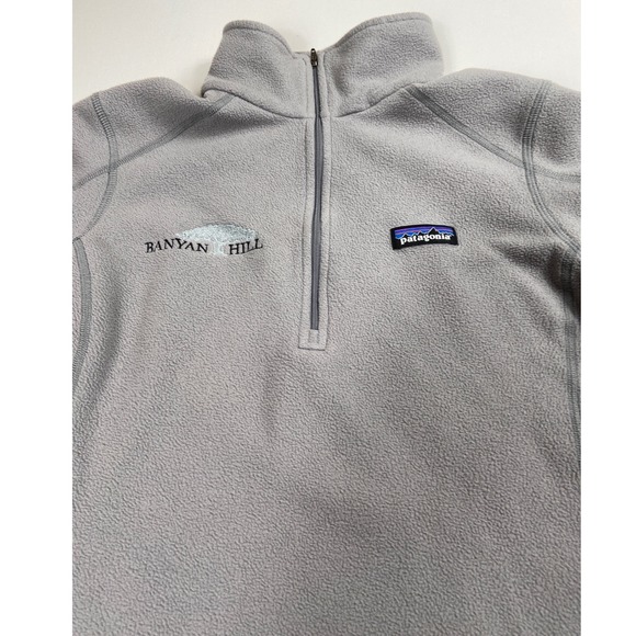 Patagonia Sweater Womens Small Gray Quarter Zip Fleece Pullover Banyan Hill Logo - Picture 1 of 9